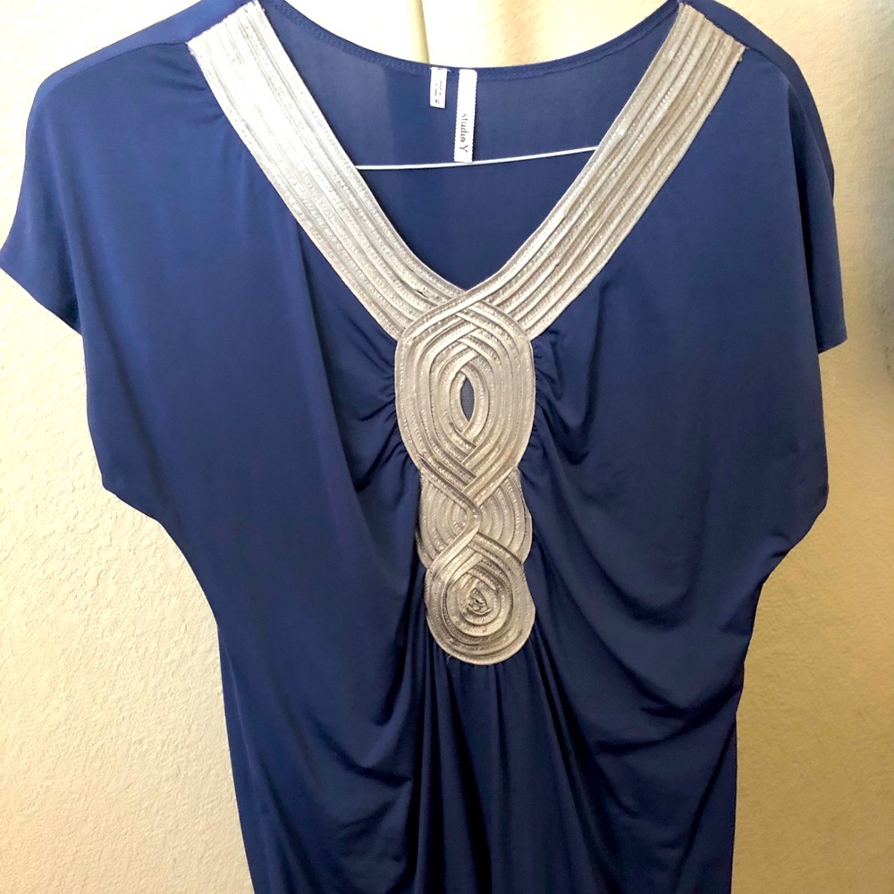 Lavender and silver rouched top